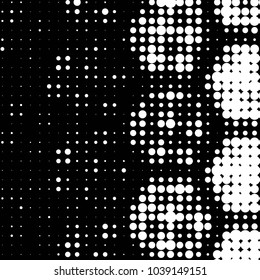 Abstract grunge grid polka dot halftone background pattern. Spotted black and white vector line illustration
