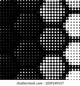 Abstract grunge grid polka dot halftone background pattern. Spotted black and white vector line illustration
