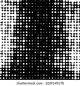 Abstract grunge grid polka dot halftone background pattern. Spotted black and white vector line illustration
