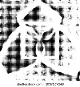Abstract grunge grid polka dot halftone background pattern. Spotted black and white vector line illustration
