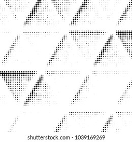 Abstract grunge grid polka dot halftone background pattern. Spotted black and white vector line illustration
