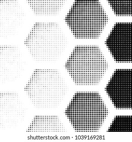 Abstract grunge grid polka dot halftone background pattern. Spotted black and white vector line illustration
