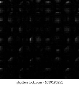 Abstract grunge grid polka dot halftone background pattern. Spotted black and white vector line illustration
