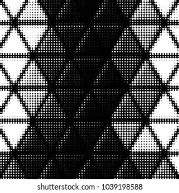 Abstract grunge grid polka dot halftone background pattern. Spotted black and white vector line illustration
