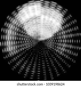 Abstract grunge grid polka dot halftone background pattern. Spotted black and white vector line illustration
