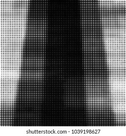 Abstract grunge grid polka dot halftone background pattern. Spotted black and white vector line illustration
