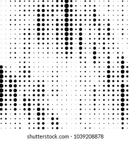 Abstract grunge grid polka dot halftone background pattern. Spotted black and white vector line illustration

