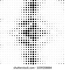 Abstract grunge grid polka dot halftone background pattern. Spotted black and white vector line illustration
