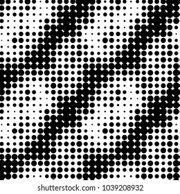 Abstract grunge grid polka dot halftone background pattern. Spotted black and white vector line illustration
