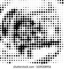 Abstract grunge grid polka dot halftone background pattern. Spotted black and white vector line illustration
