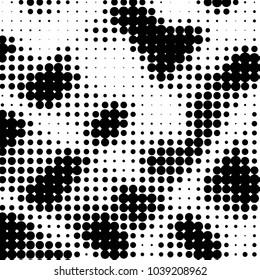 Abstract grunge grid polka dot halftone background pattern. Spotted black and white vector line illustration
