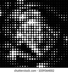 Abstract grunge grid polka dot halftone background pattern. Spotted black and white vector line illustration
