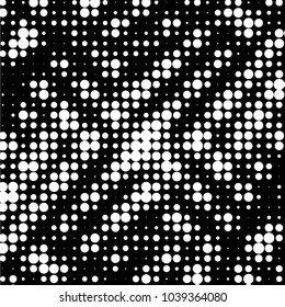 Abstract grunge grid polka dot halftone background pattern. Spotted black and white vector line illustration
