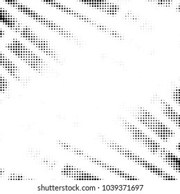 Abstract grunge grid polka dot halftone background pattern. Spotted black and white vector line illustration
