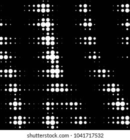 Abstract grunge grid polka dot halftone background pattern. Spotted black and white vector line illustration
