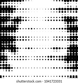 Abstract grunge grid polka dot halftone background pattern. Spotted black and white vector line illustration
