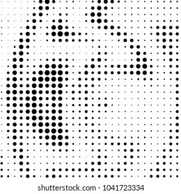 Abstract grunge grid polka dot halftone background pattern. Spotted black and white vector line illustration
