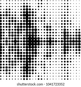 Abstract grunge grid polka dot halftone background pattern. Spotted black and white vector line illustration
