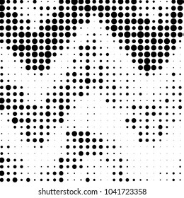 Abstract grunge grid polka dot halftone background pattern. Spotted black and white vector line illustration

