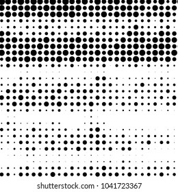 Abstract grunge grid polka dot halftone background pattern. Spotted black and white vector line illustration

