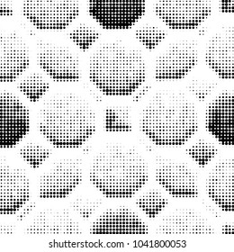 Abstract grunge grid polka dot halftone background pattern. Spotted black and white vector line illustration
