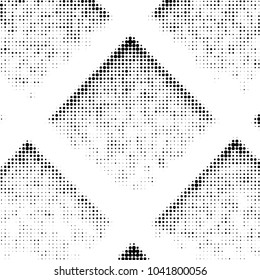 Abstract grunge grid polka dot halftone background pattern. Spotted black and white vector line illustration
