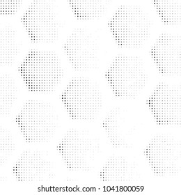Abstract grunge grid polka dot halftone background pattern. Spotted black and white vector line illustration
