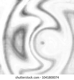Abstract grunge grid polka dot halftone background pattern. Spotted black and white vector line illustration

