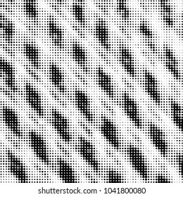 Abstract grunge grid polka dot halftone background pattern. Spotted black and white vector line illustration

