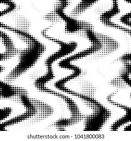 Abstract grunge grid polka dot halftone background pattern. Spotted black and white vector line illustration

