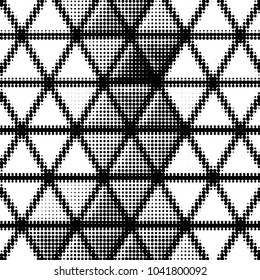 Abstract grunge grid polka dot halftone background pattern. Spotted black and white vector line illustration
