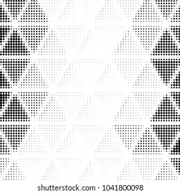 Abstract grunge grid polka dot halftone background pattern. Spotted black and white vector line illustration
