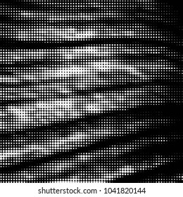 Abstract grunge grid polka dot halftone background pattern. Spotted black and white vector line illustration
