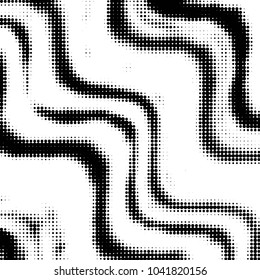 Abstract grunge grid polka dot halftone background pattern. Spotted black and white vector line illustration
