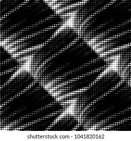 Abstract grunge grid polka dot halftone background pattern. Spotted black and white vector line illustration
