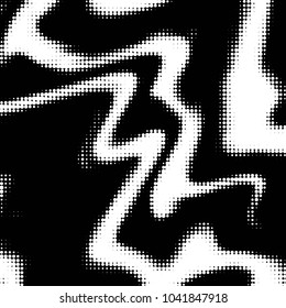 Abstract grunge grid polka dot halftone background pattern. Spotted black and white vector line illustration
