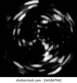 Abstract grunge grid polka dot halftone background pattern. Spotted black and white vector line illustration
