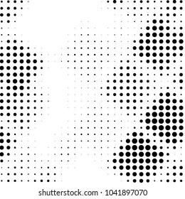 Abstract grunge grid polka dot halftone background pattern. Spotted black and white vector line illustration
