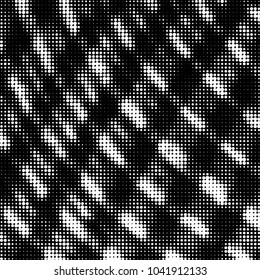 Abstract grunge grid polka dot halftone background pattern. Spotted black and white vector line illustration
