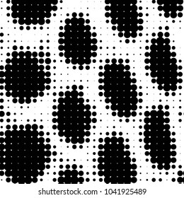 Abstract grunge grid polka dot halftone background pattern. Spotted black and white vector line illustration
