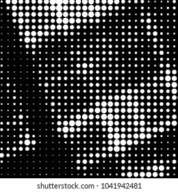Abstract grunge grid polka dot halftone background pattern. Spotted black and white vector line illustration
