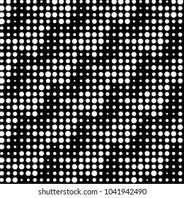 Abstract grunge grid polka dot halftone background pattern. Spotted black and white vector line illustration
