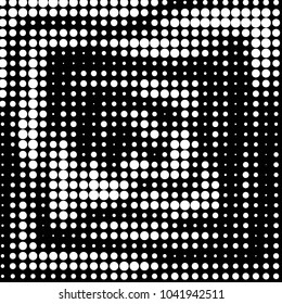 Abstract grunge grid polka dot halftone background pattern. Spotted black and white vector line illustration
