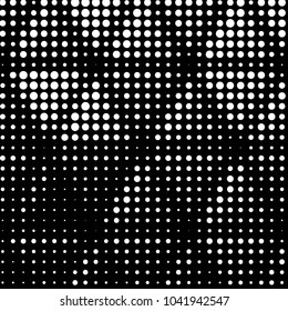 Abstract grunge grid polka dot halftone background pattern. Spotted black and white vector line illustration
