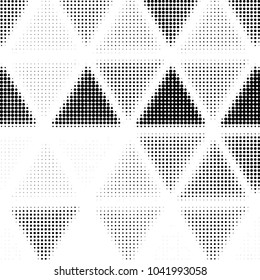 Abstract grunge grid polka dot halftone background pattern. Spotted black and white vector line illustration
