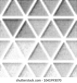 Abstract grunge grid polka dot halftone background pattern. Spotted black and white vector line illustration
