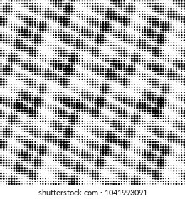 Abstract grunge grid polka dot halftone background pattern. Spotted black and white vector line illustration
