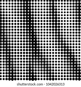 Abstract grunge grid polka dot halftone background pattern. Spotted black and white vector line illustration
