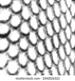 Abstract grunge grid polka dot halftone background pattern. Spotted black and white vector line illustration
