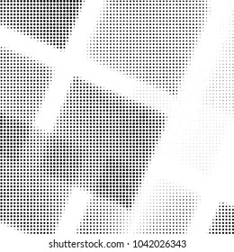 Abstract grunge grid polka dot halftone background pattern. Spotted black and white vector line illustration
